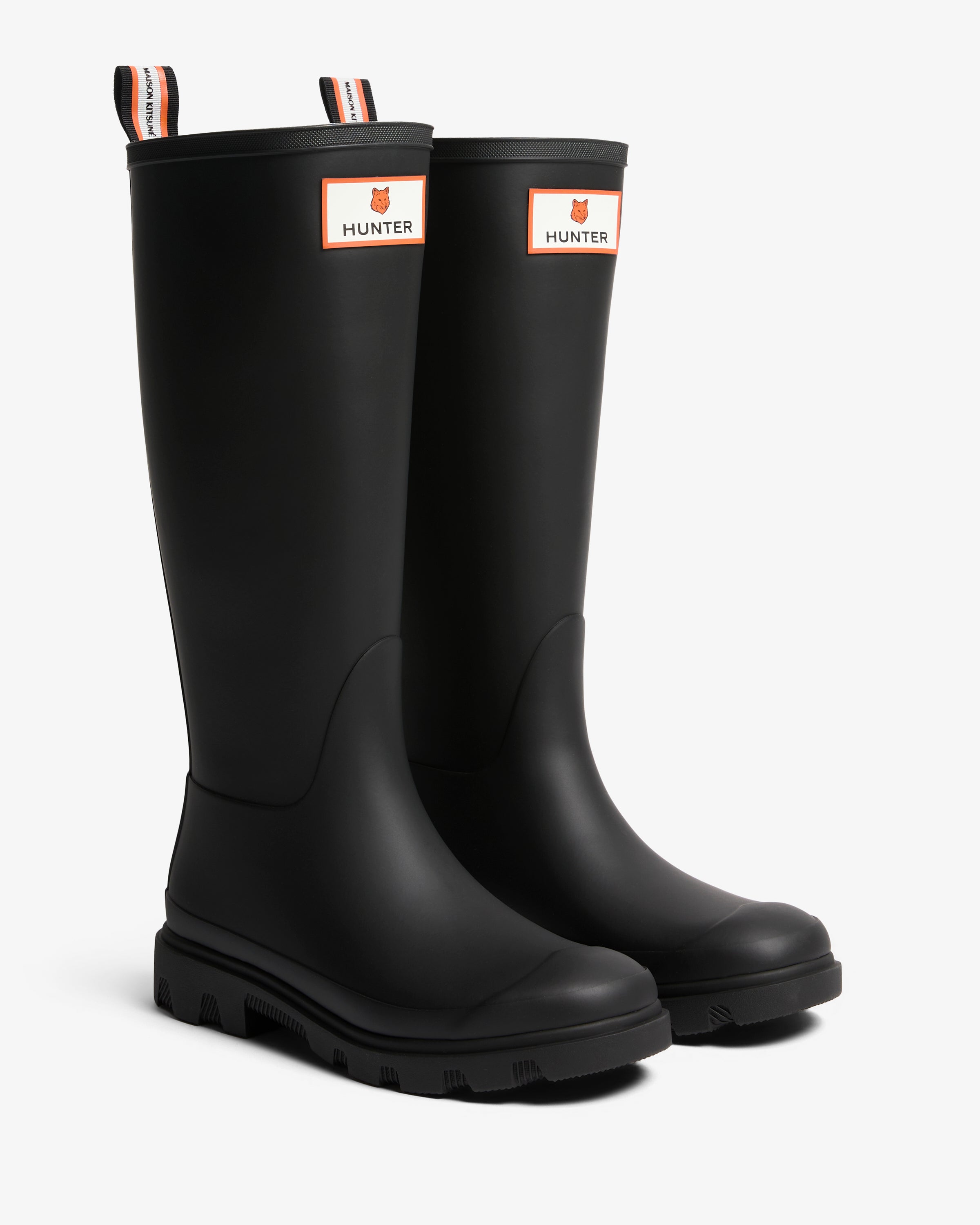 HUNTER ブラック 防水ブーツ UK11 us12 Hunter Boots Maison Kitsune X Hunter Unisex Downpour Tall Black