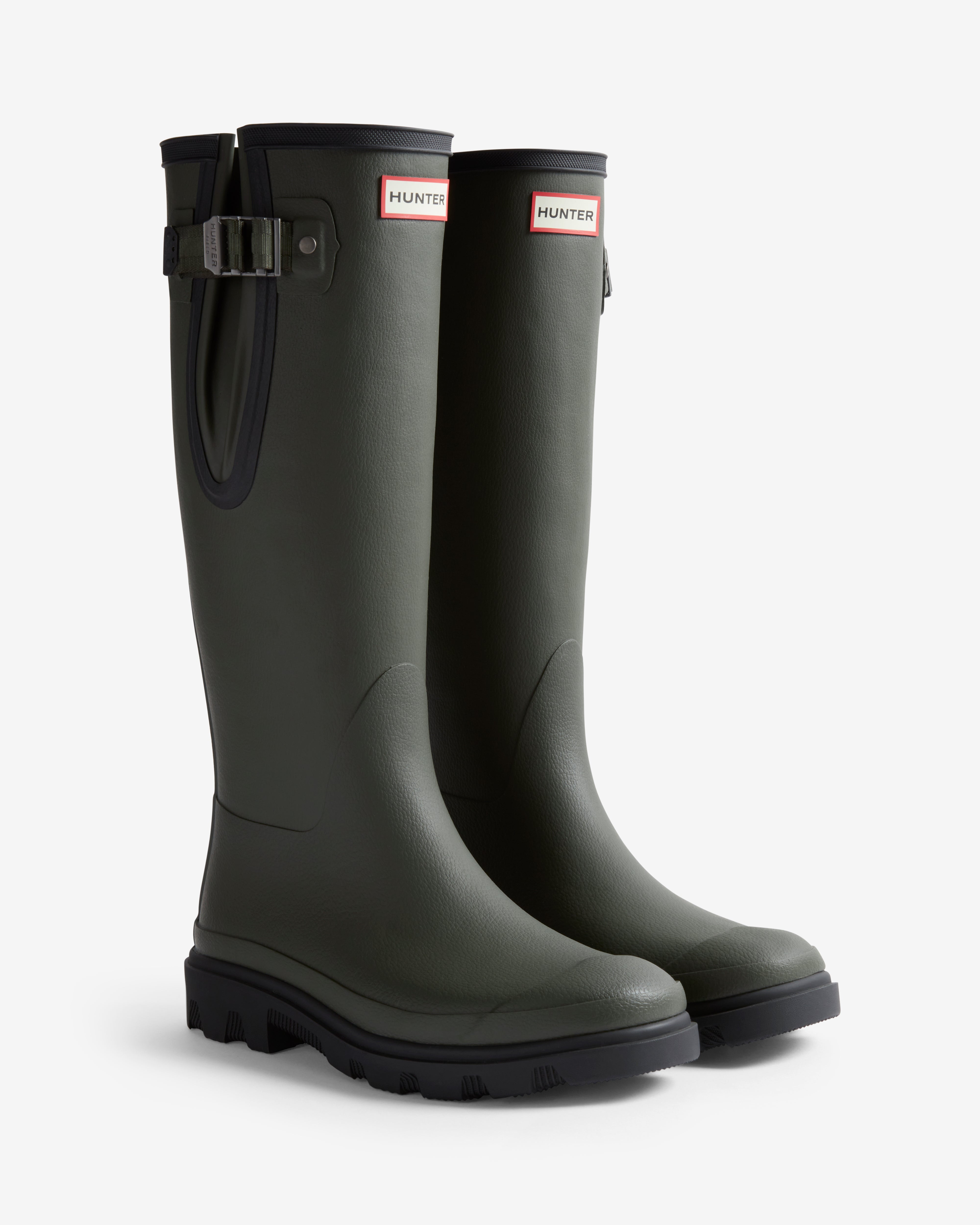 Hunter Boots Unisex Downpour Tall Adjustable Boot Dark Olive