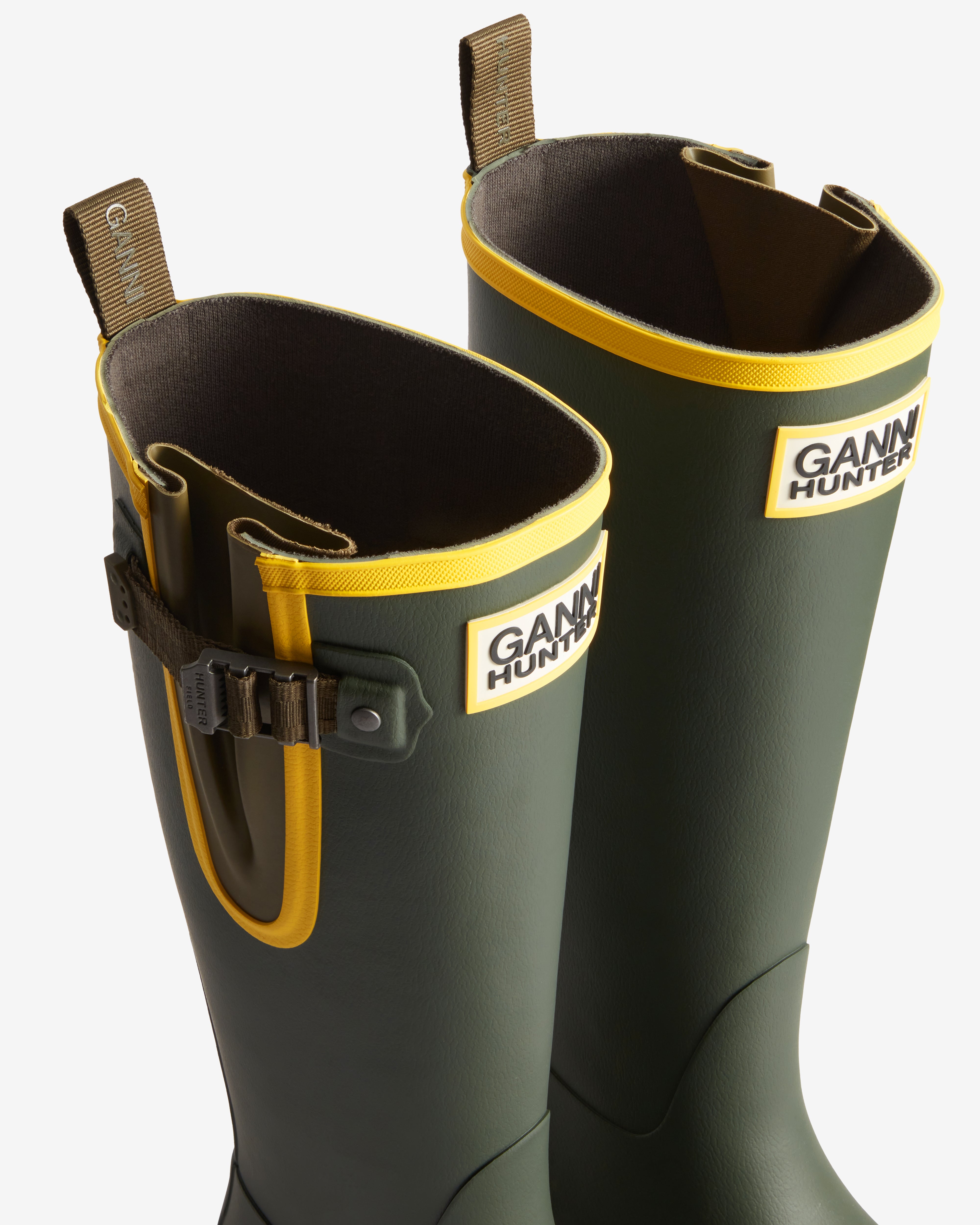 GANNI x Hunter Unisex Downpour Adjustable Boot Dark Olive / Black