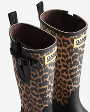 GANNI x Hunter Unisex Downpour Adjustable Boot Leopard / Black