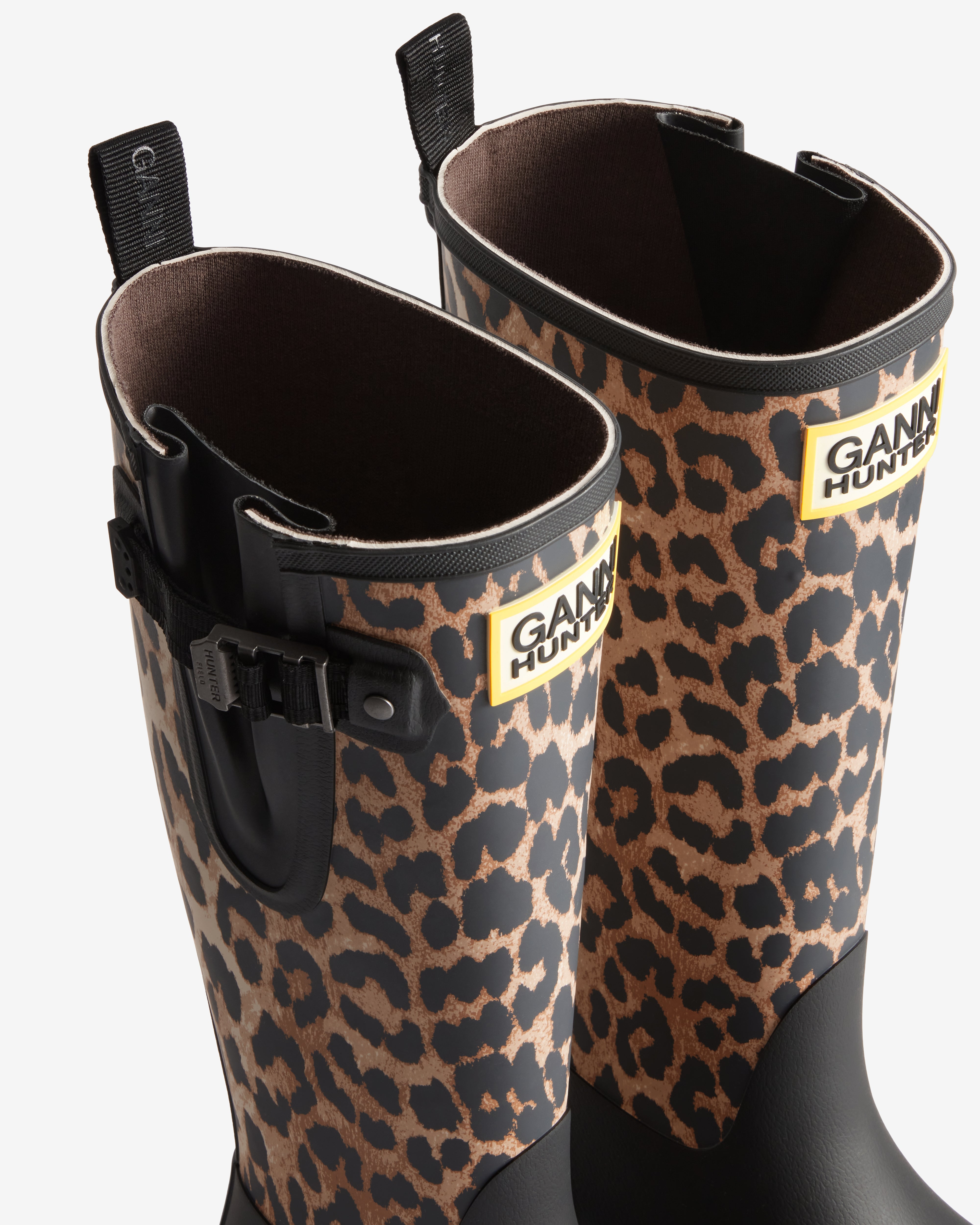 GANNI x Hunter Unisex Downpour Adjustable Boot Leopard / Black