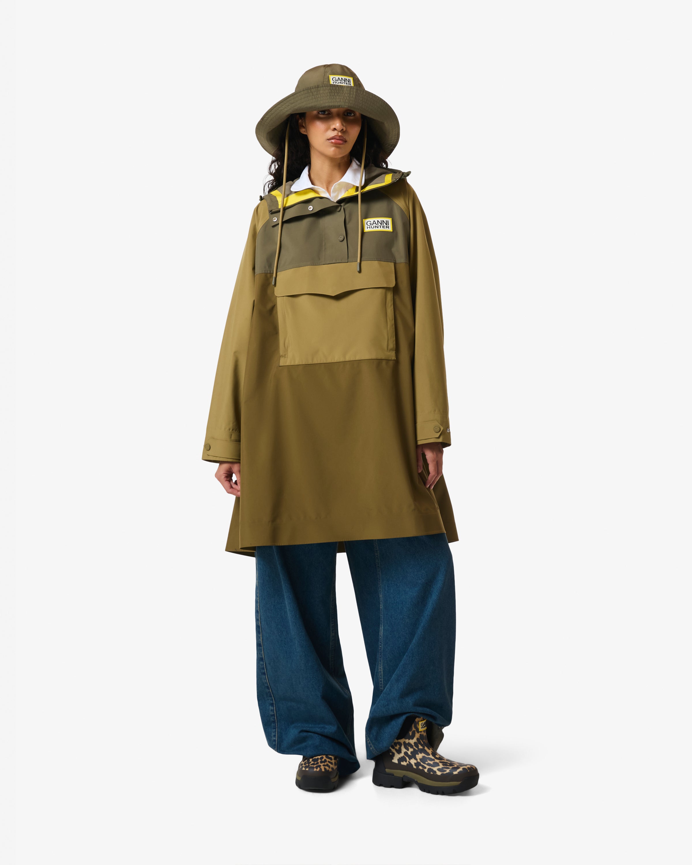GANNI X Hunter Unisex Waterproof Poncho GANNI Green