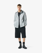 Unisex Packable Rain Jacket Metallic Silver