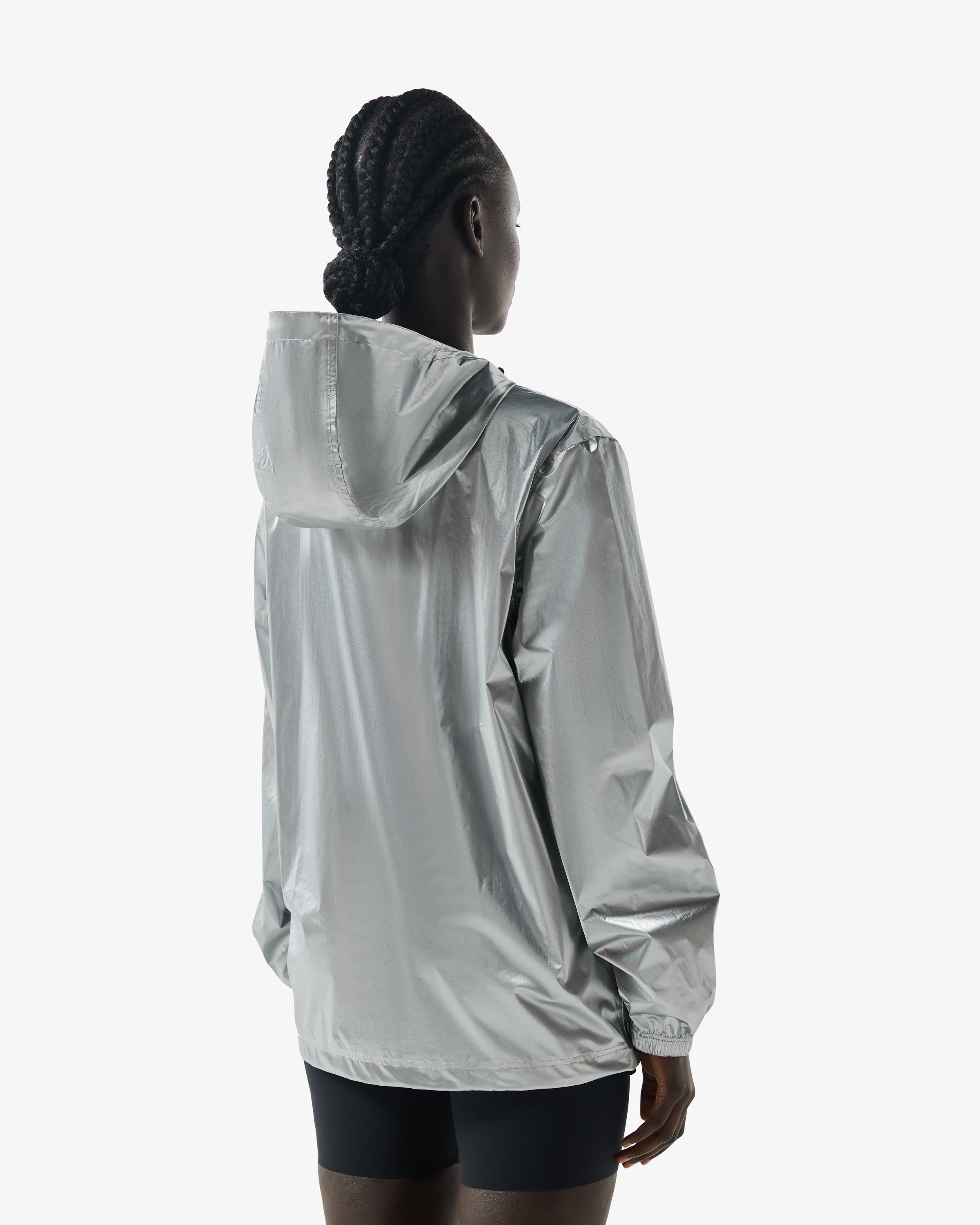 Unisex Packable Rain Jacket Metallic Silver