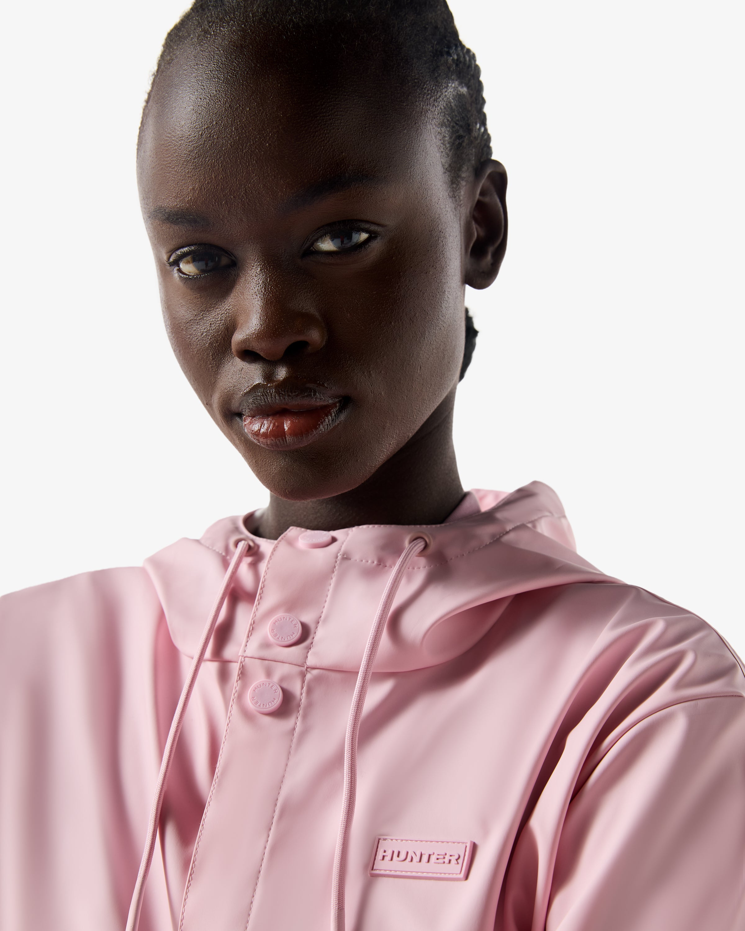 Hunter Boots Unisex Downpour Izzy Hooded Rain Jacket Pink Parfait