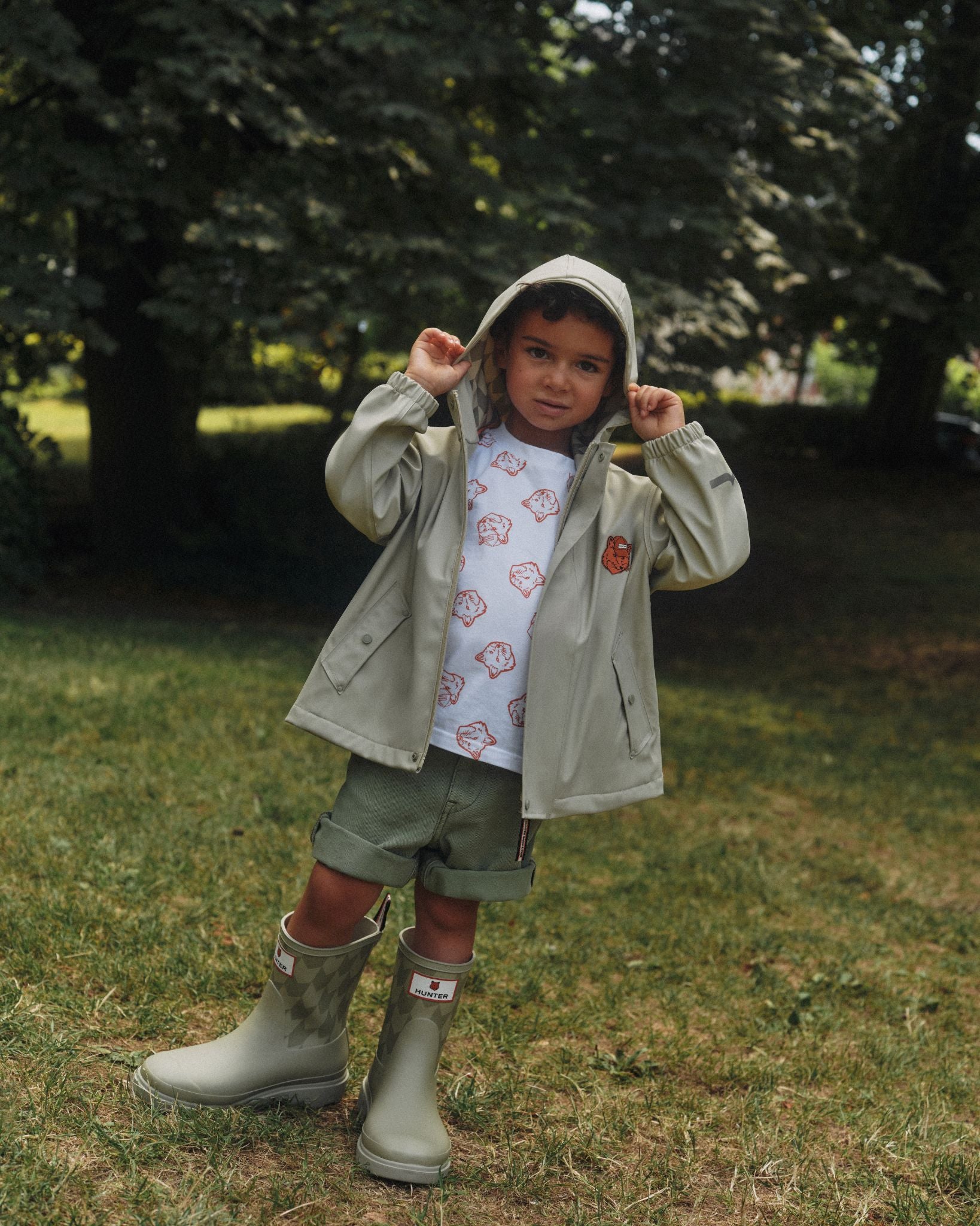 Maison Kitsune X Hunter Kids Rain Jacket Stone Beige