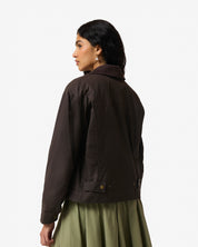 Leith Oversized Waxed Jacket Chocolate Brown