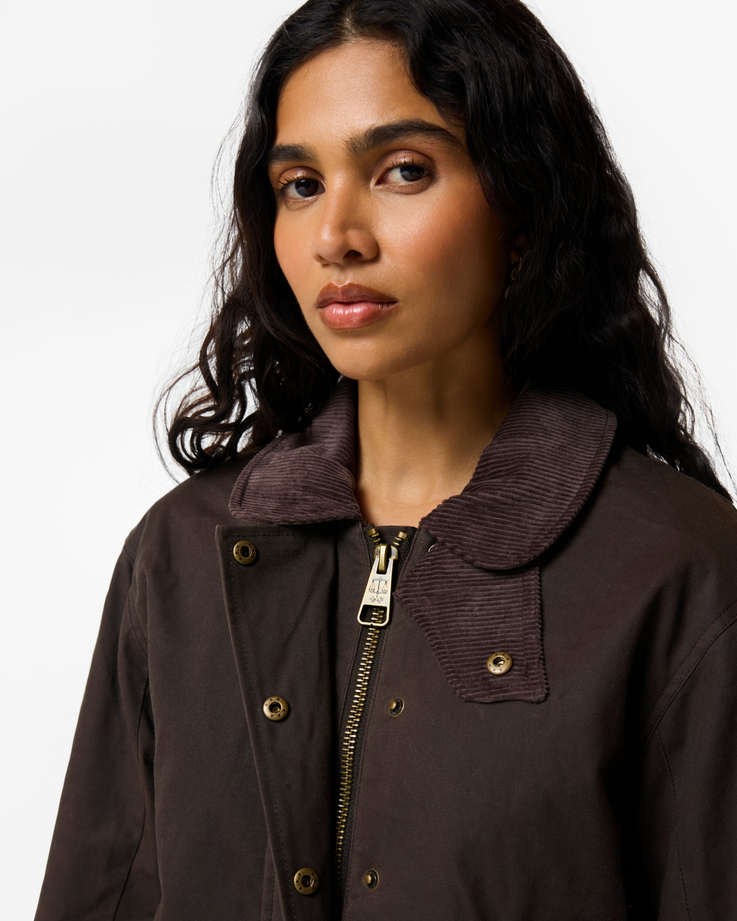 Leith Oversized Waxed Jacket Chocolate Brown